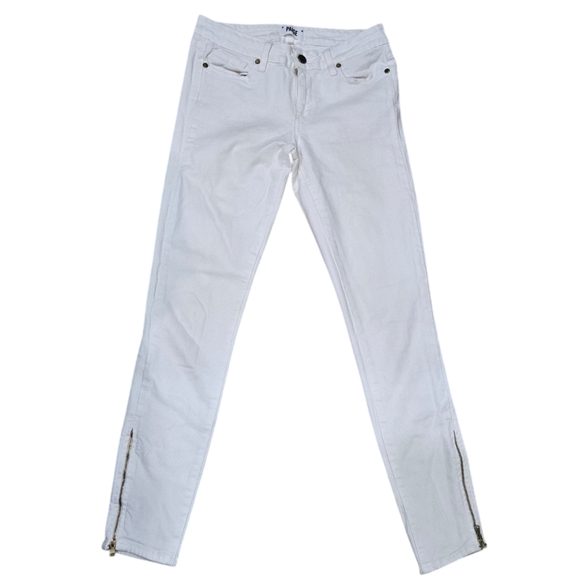 Paige Verdugo Ankle White Zipper Skinny Jeans 27